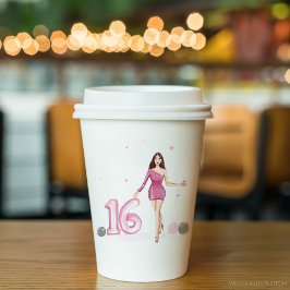Gobelets En Papier Joyeux sweet sixteen, 16ème anniversaire