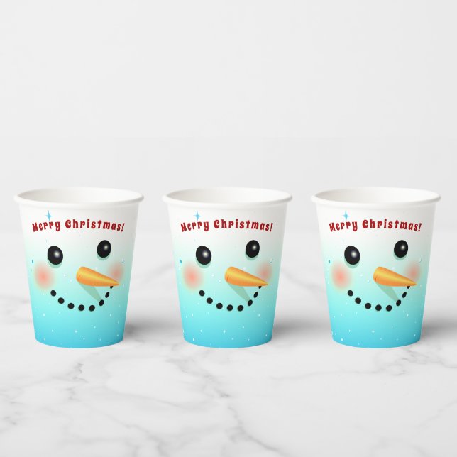 Gobelets En Papier Joyeux visage de Snowman (Multi)