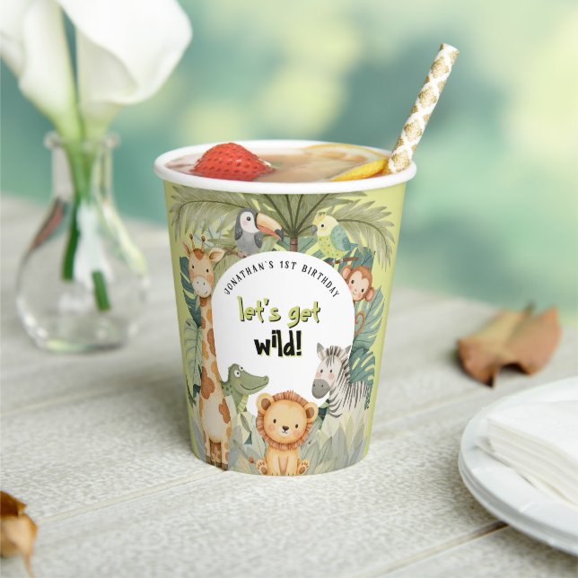 Gobelets En Papier Jungle Animaux 1er anniversaire (Insitu)