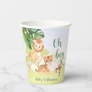 Gobelets En Papier Jungle Safari Animaux Oh Baby shower Garçon