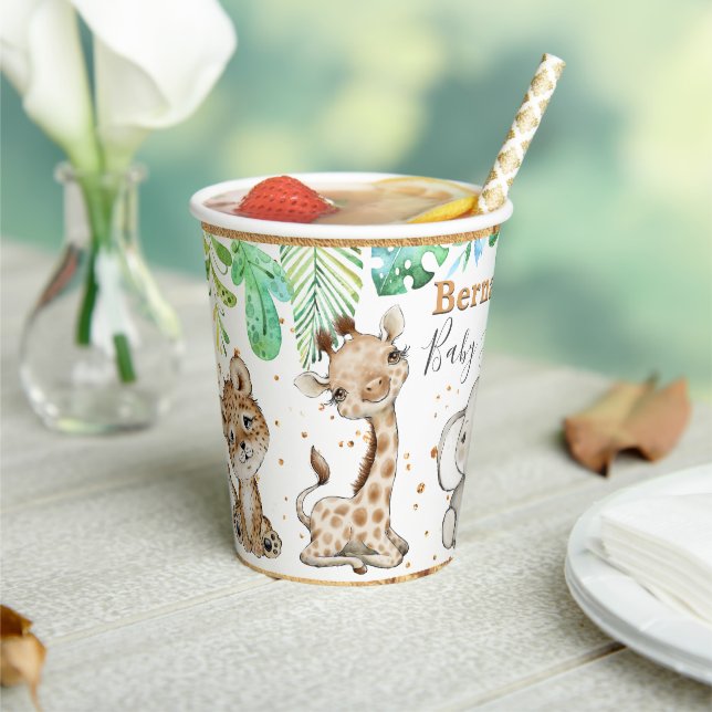 Gobelets En Papier Jungle Safari Baby shower tasse de papier (Insitu)