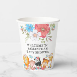 Gobelets En Papier Jungle safari mignon bébé animaux tropicaux fête 