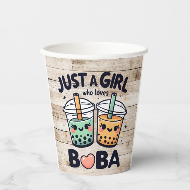 Gobelets En Papier Juste une fille qui aime Boba (Recto)