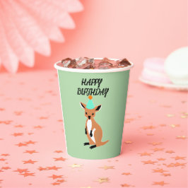 Gobelets En Papier kangourou bébé joyeux anniversaire tasse vert clai