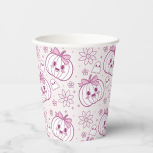 Gobelets En Papier Kawaii Citrouilles, Fantômes & Fleurs