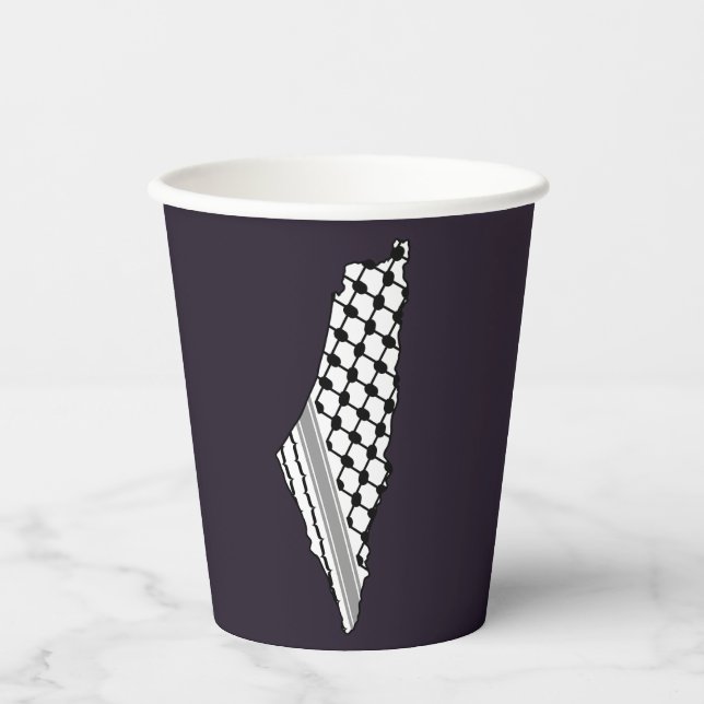 Gobelets En Papier Keffiyeh, carte de Palestine Kufiya (Recto)
