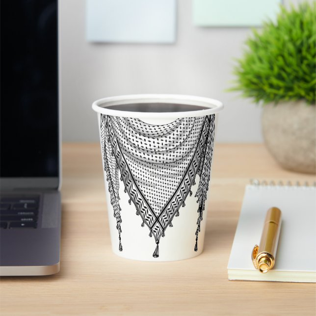 Gobelets En Papier Keffiyeh Écharpe palestinienne tissu traditionnel (Insitu)