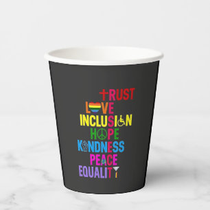 Gobelets En Papier Kindness Peace Equality Love Inclusion Hope