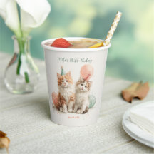 Kitty Party d'anniversaire Chat Mignon Aquarelle
