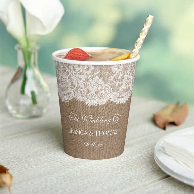 Gobelets En Papier La collection de Mariages Burlap & Lace (Insitu)