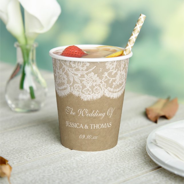 Gobelets En Papier La collection de Mariages Kraft & Lace (Insitu)