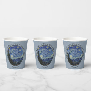 Gobelets En Papier La collection d'objets de la soirée étoilée de van