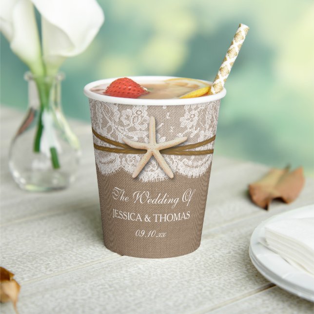 Gobelets En Papier La collection rustique de mariage Starfish Beach (Insitu)
