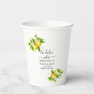 Gobelets En Papier La Dolce Vita Bachelorte méditerranéenne week-end