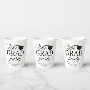 Gobelets En Papier La fête de remise des diplômes minimaliste noir bl