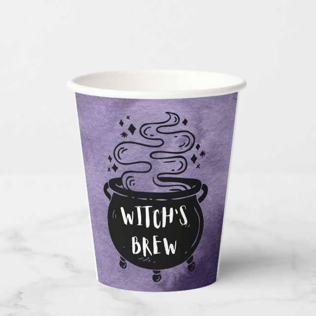 Gobelets En Papier La fête d'Halloween de sorcière violette (Recto)