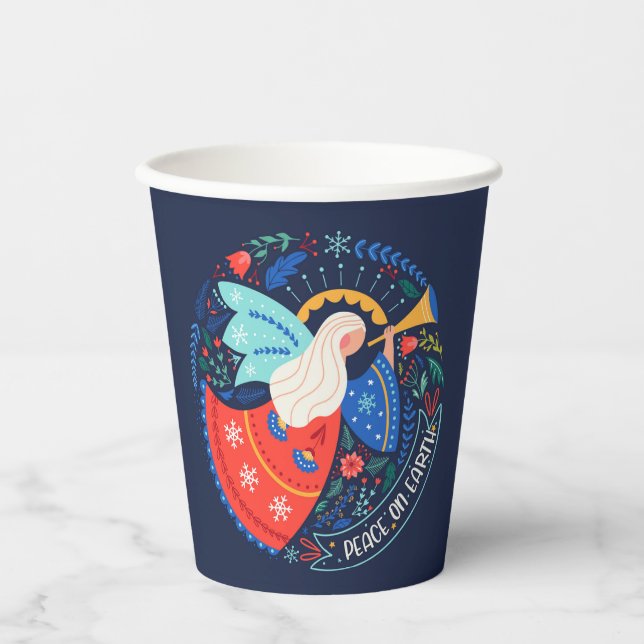 Gobelets En Papier La paix sur Terre Angel Design (Recto)