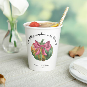 Gobelets En Papier La petite citrouille arrive Baby shower d'automne