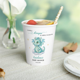 Gobelets En Papier La petite dragonne arrive Bébé Shower