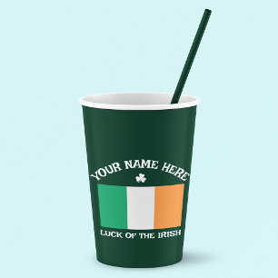 Gobelets En Papier La Saint-Patrick Drapeau Irlande Nom Personnalisé