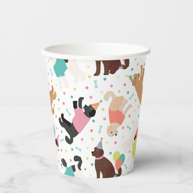 Gobelets En Papier Labradoodle / Goldendoodle Anniversaire Party (Recto)
