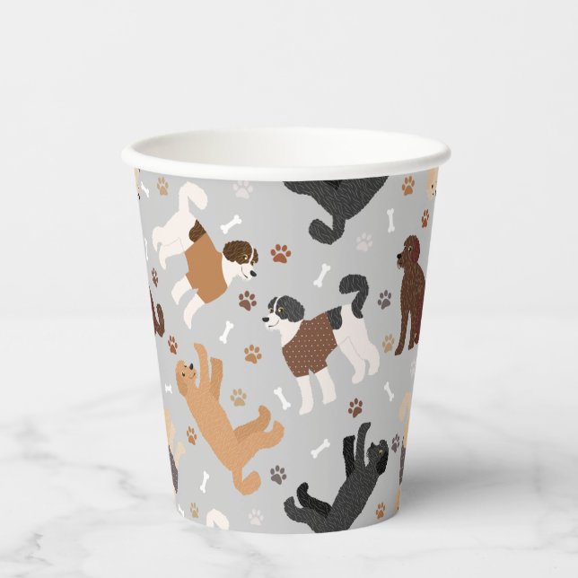Gobelets En Papier Labradoodle / Goldendoodle os et pattes papier Cu (Recto)