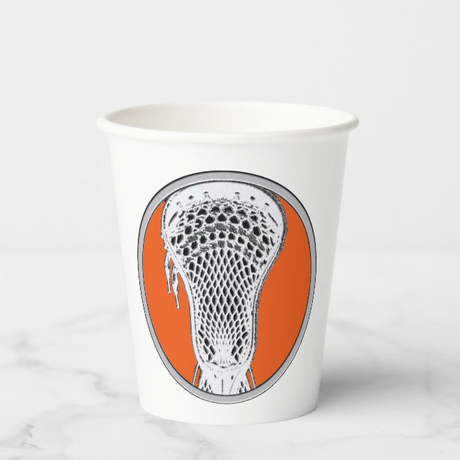 Gobelets En Papier Lacrosse Sports Orange (Recto)
