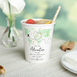 Gobelets En Papier "Laissons Commencer L'Aventure !" Baby shower Cart