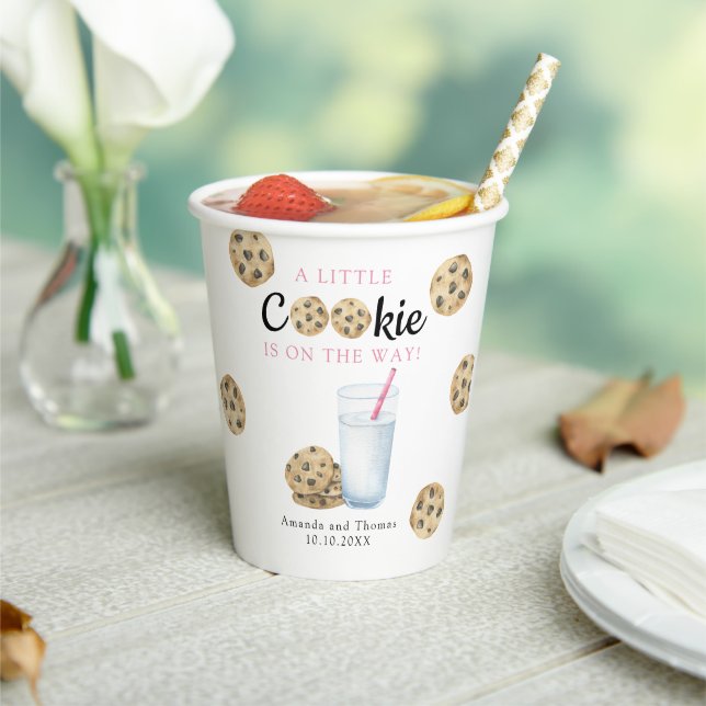 Gobelets En Papier Lait et biscuits Baby shower fille (Insitu)