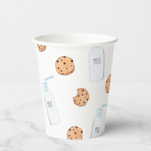 Gobelets En Papier Lait et cookies Anniversaire bleu