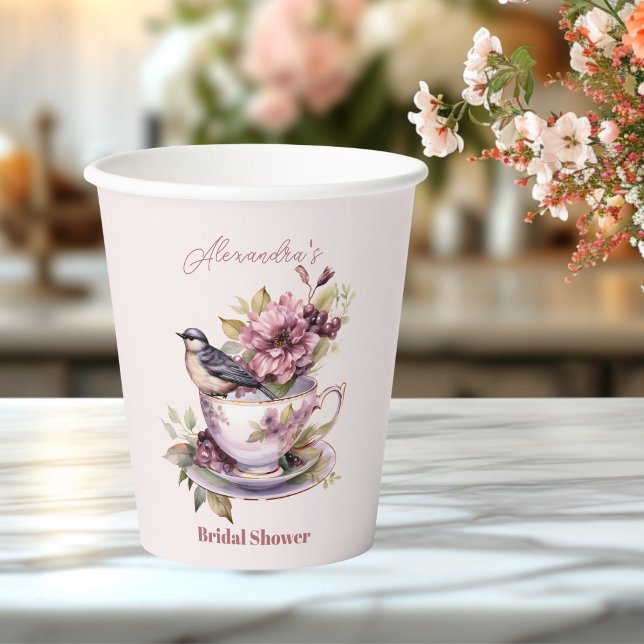 Gobelets En Papier L'amour brasse la Fête des mariées de Tea Party (Créateur téléchargé)