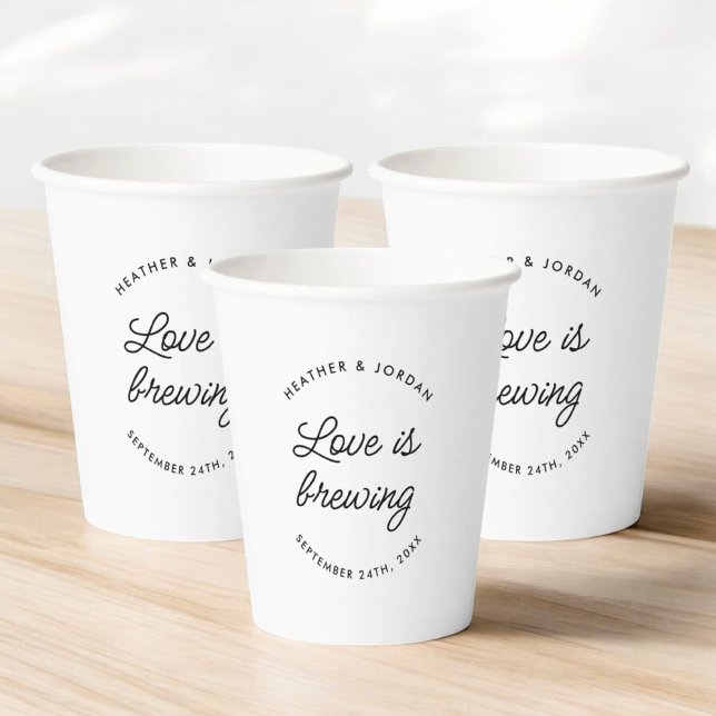 Gobelets En Papier L'amour moderne est de brasser du café Mariage ou  (Créateur téléchargé)