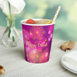 Gobelets En Papier Lampes Mandala Diwali Purple Gold