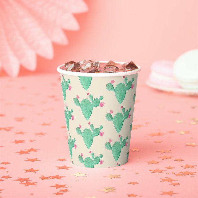 Gobelets En Papier Lancement de mariage au cactus à l'aquarelle (Insitu)
