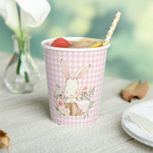 Gobelets En Papier Lapin Lapin Pink Pastel Houndstooth Lapin