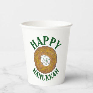 Gobelets En Papier Latkes Happy Hanoukka Chanukah Jours fériés juifs