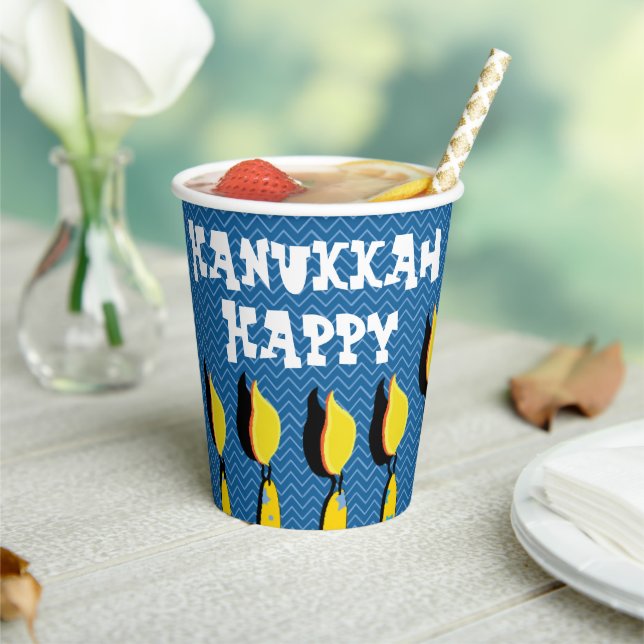 Gobelets En Papier Lattes à frire Hanoukka 8 oz. (Insitu)