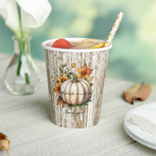 Gobelets En Papier L'Automne Rustique Laisse Petit Baby shower Citrou