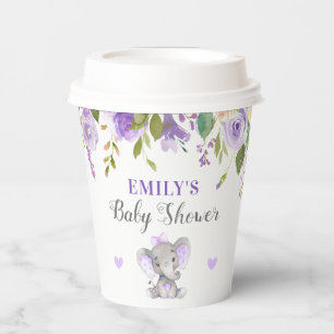 Gobelets En Papier Lavande d'éléphant Baby shower pourpre Petit cacah