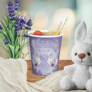 Gobelets En Papier Lavender Boho Un Petit Baby shower Fleur sauvage
