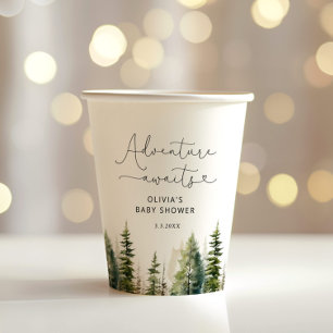 Gobelets En Papier L'aventure forestière attend le baby shower