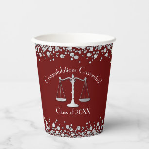 Gobelets En Papier Lawyer Law School Maroon Silver Graduation Party