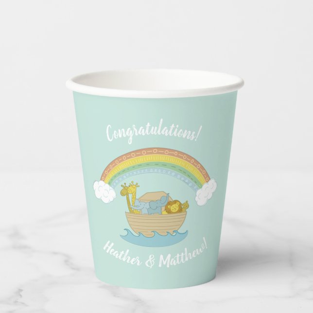 Gobelets En Papier Le Baby shower Ark Boho de Noah (Recto)
