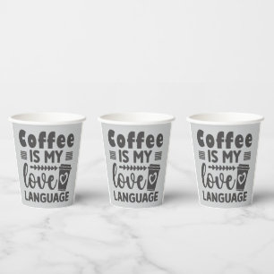 Gobelets En Papier Le café est ma langue d'amour Caffeine Graphique