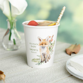 Gobelets En Papier Le délicieux Baby shower de Fox de la nature