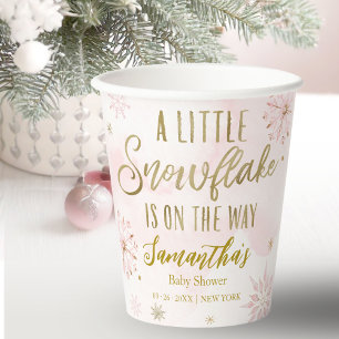 Gobelets En Papier Le flocon de neige est en route Baby Shower