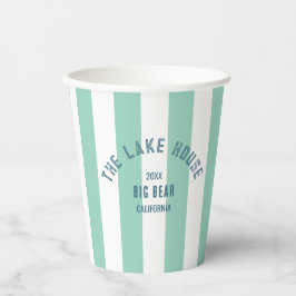 Gobelets En Papier Le Lake House Crest Green Nautical Stripe