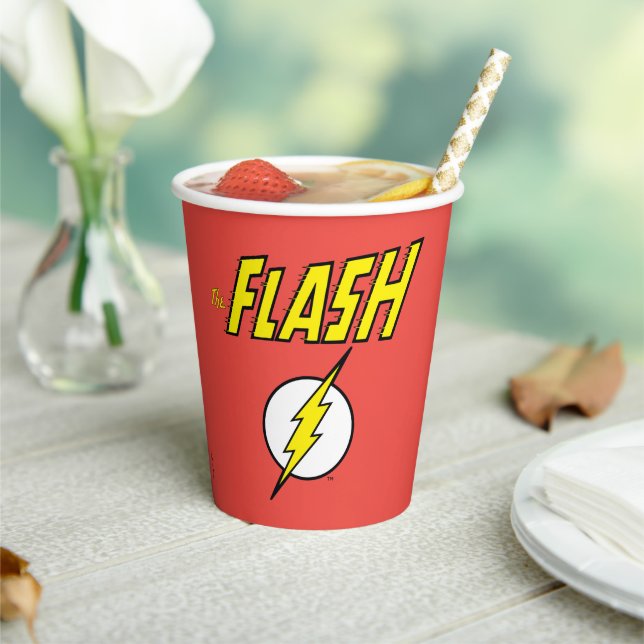 Gobelets En Papier Le nom Flash et logo d'éclair (Insitu)