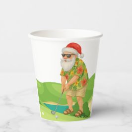 Gobelets En Papier Le Père Noël est Noël de golf en juillet