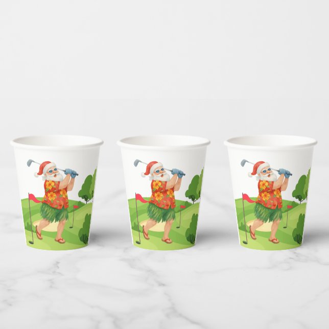 Gobelets En Papier Le Père Noël est Noël de golf en juillet (Multi)